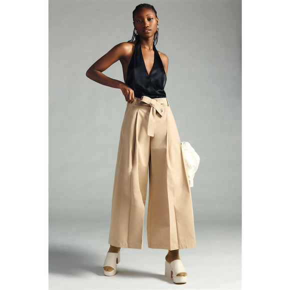 NWT Anthropologie Beatrice .b Poplin Wide-Leg Pants - Size 6 - Picture 1 of 7